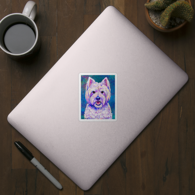 Happiness Colorful West Highland White Terrier Dog by rebeccawangart